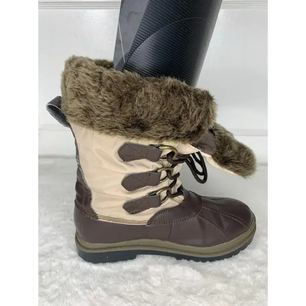 ATHLETECH WOMEN'S Faux Fur FIORELLA BROWN WINTER BOOTS SIZE 7M